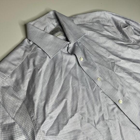 Canali Impeccabile Dress Shirt 16.5 42 Blue White Check 100% Cotton Italy Made - Picture 11 of 12